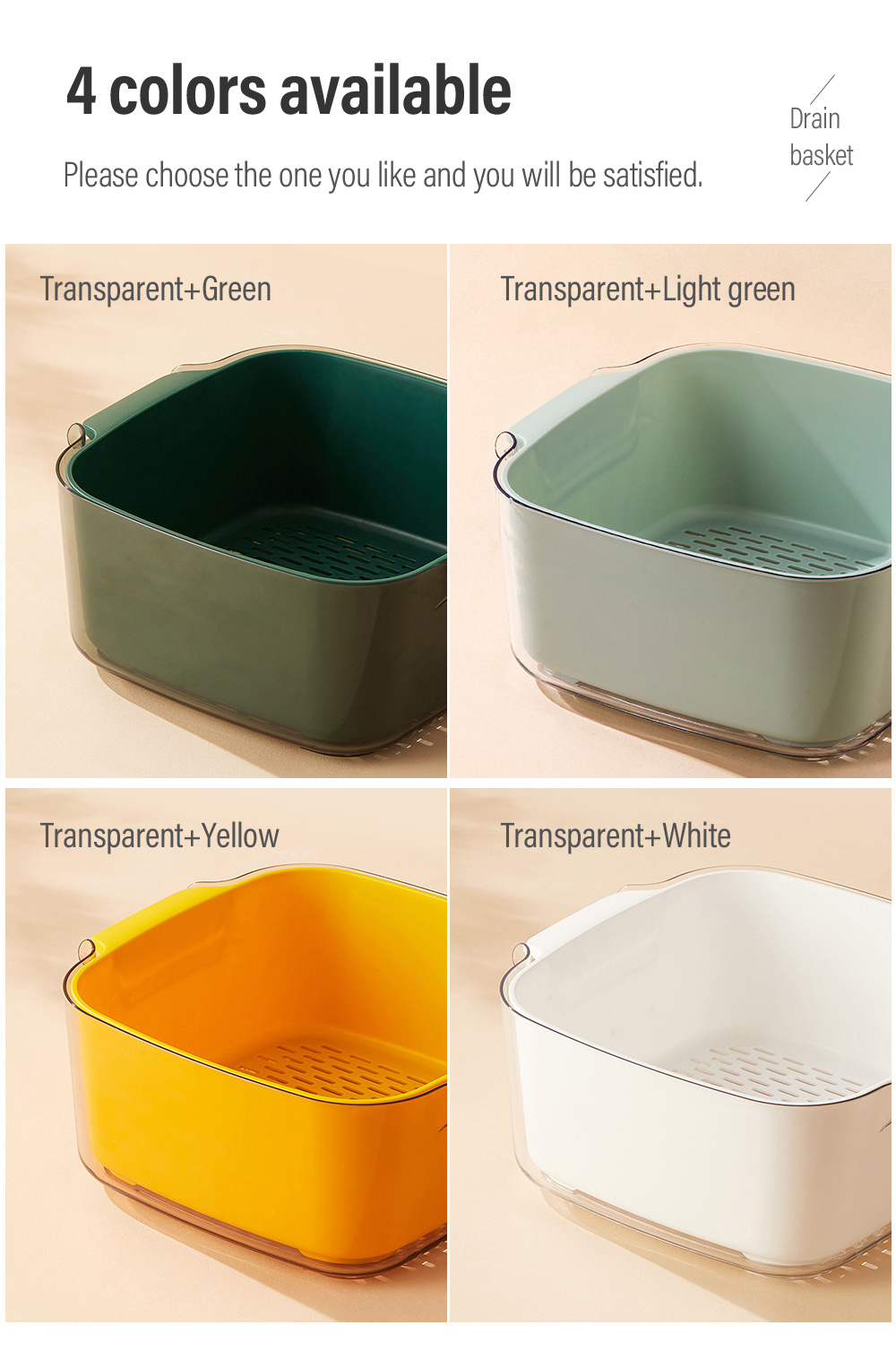 Double-layer Drainage Basket Fruit Vegetable Strainer-7